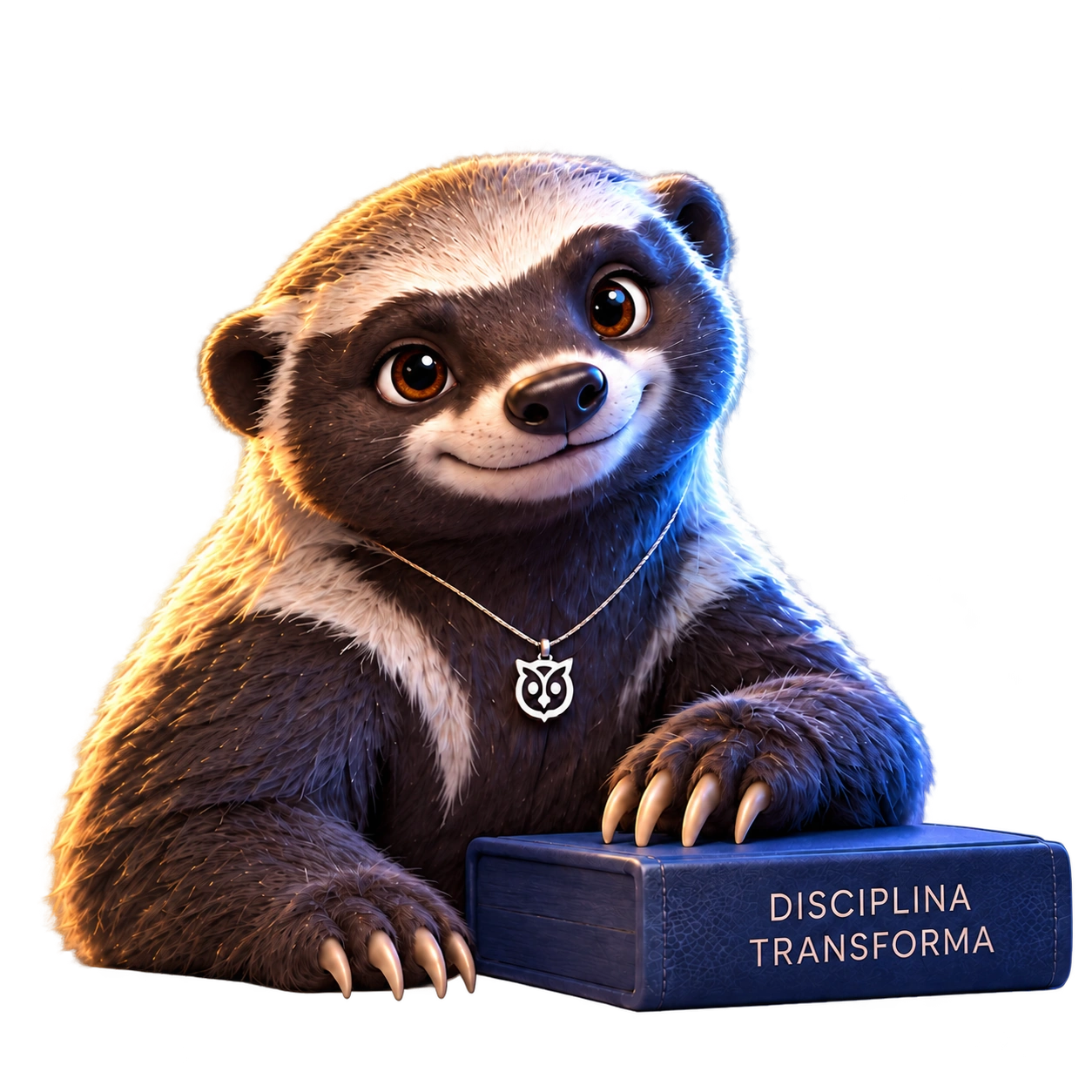 Millo, mascote da Nilu, pronto para estudar